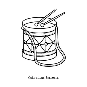 Image à colorier d'un tambour avec ses baguettes