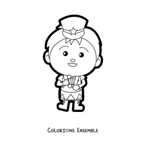 Image à colorier d'un garçon en uniforme de fanfare qui joue du tambour