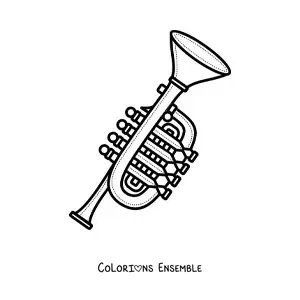 Image à colorier d'une trompette à pistons