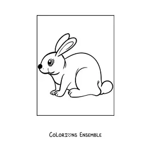 Image à colorier d'un lapin assis de profil