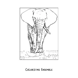 Image à colorier d'un éléphant réaliste vu de face