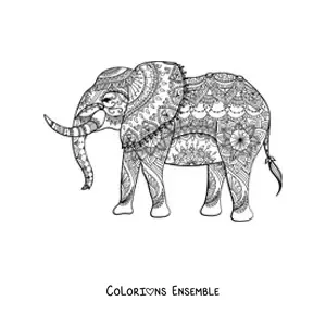 Image à colorier d'un mandala en forme d'éléphant