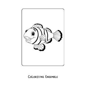 Image à colorier d'un poisson-clown de dessin animé souriant