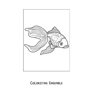 Image à colorier d'un poisson rouge réaliste en train de nager
