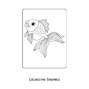 Image à colorier d'un poisson rouge aux yeux brillants