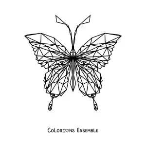 Image à colorier d'un papillon avec des figures géométriques