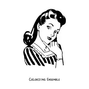 Image à colorier d'une fille de style rétro