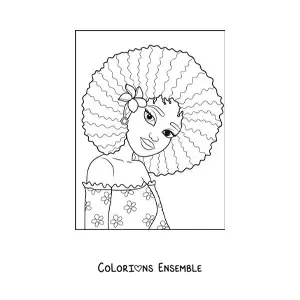 Image à colorier d'une fille moderne avec une coupe afro