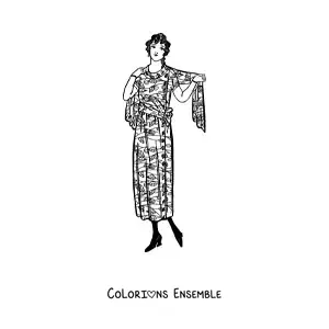 Image à colorier d'une femme élégante de style vintage