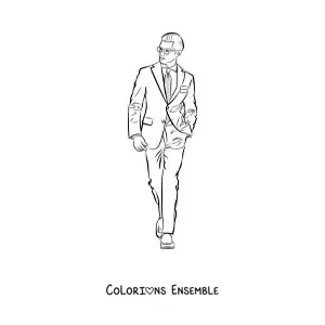 Image à colorier d'un homme d'affaires en costume
