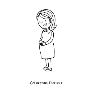 Image à colorier d'une femme enceinte heureuse