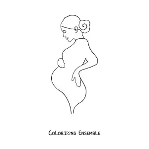 Image à colorier de la silhouette de profil d'une femme enceinte