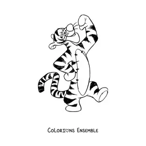 Coloriage de Tigrou qui prend une pose joyeuse