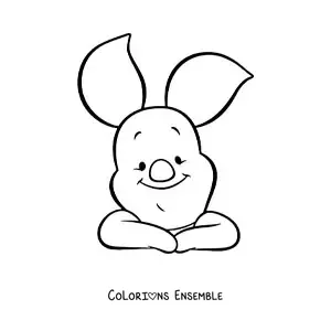 Image à colorier du visage souriant de Porcinet