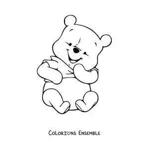 Image à colorier de Winnie l’ourson bébé tout souriant