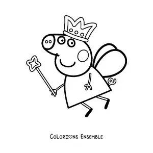 Image à colorier de Peppa déguisée en fée