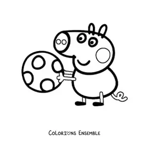 Image à colorier de George jouant avec un ballon