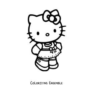 Image à colorier de Hello Kitty portant une robe