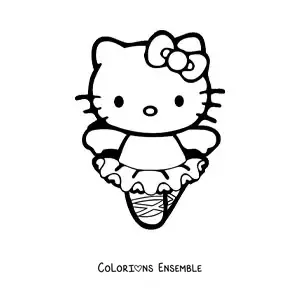 Image à colorier de Hello Kitty habillée en danseuse
