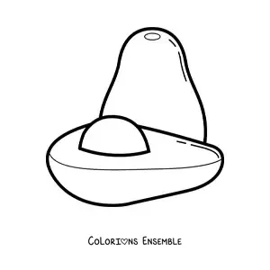 Image à colorier d’un avocat à côté d’un demi-avocat