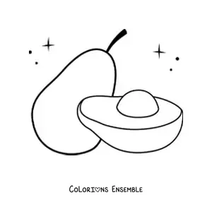 Image à colorier d’un demi-avocat à côté d’un avocat entier