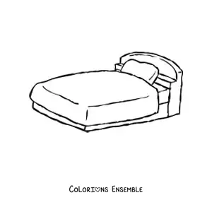 Image à colorier d’un lit une place avec un oreiller