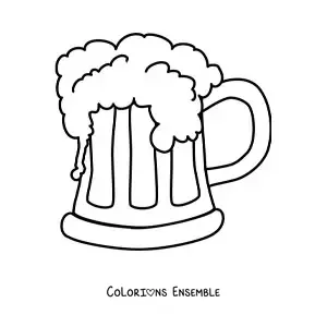 Image à colorier d’un verre rempli de bière mousseuse