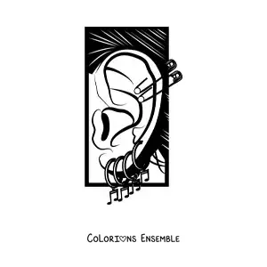 Image à colorier d’une oreille humaine ornée de piercings