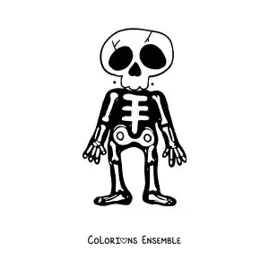 Image à colorier d’un déguisement de squelette pour Halloween