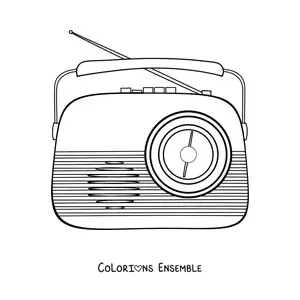 Image à colorier d’une radio ancienne avec antenne