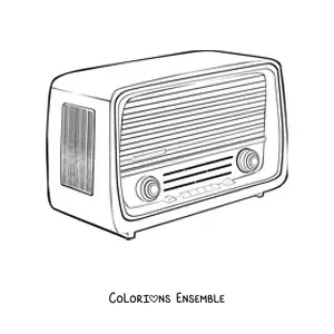Image à colorier d’une radio vintage sans antenne