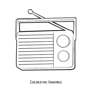 Image à colorier d’une petite radio portable avec antenne