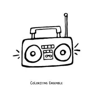 Image à colorier d’un radiocassette portable avec antenne
