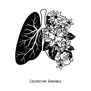 Image à colorier de poumons d’où jaillissent des fleurs