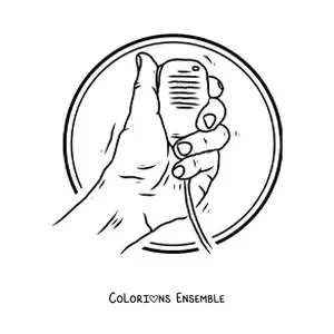 Image à colorier d’une main tenant un microphone avec haut-parleur pour les militaires