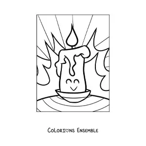 Image à colorier d’une bougie animée
