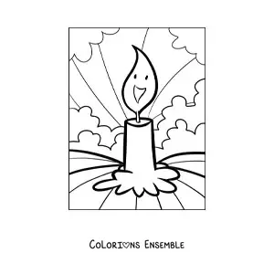 Image à colorier d’une bougie avec une flamme animée