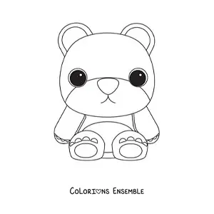 Image à colorier d’un ours en peluche aux grands yeux