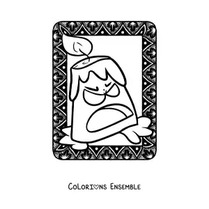 Image à colorier d’une bougie animée d’Halloween qui fait peur