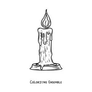 Image à colorier d’une bougie réaliste en train de fondre