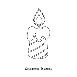 Image à colorier d’une bougie d’anniversaire à rayures