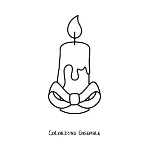 Image à colorier d’une bougie avec un nœud décoratif