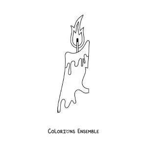 Image à colorier d’une bougie en train de fondre