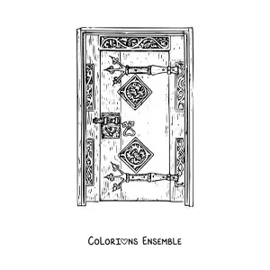 Image à colorier d’une vieille porte réaliste