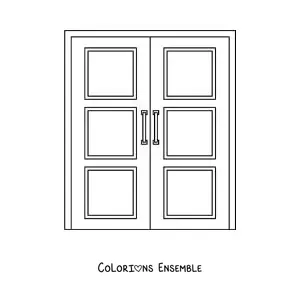 Image à colorier d’une double porte en bois