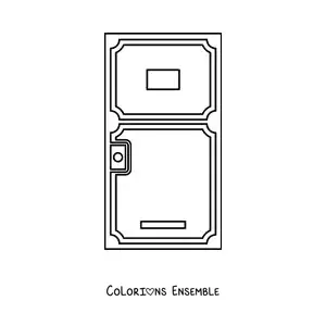 Image à colorier d’une porte en bois toute simple