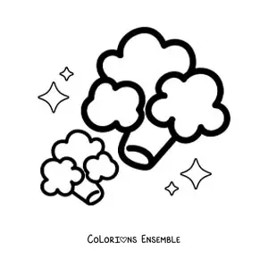 Image à colorier de deux morceaux de brocoli