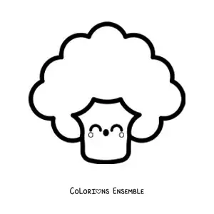 Image à colorier d’un brocoli kawaii