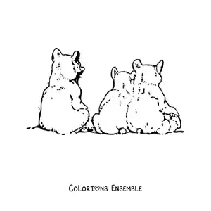 Image à colorier d’une famille de bébés ours assis de dos