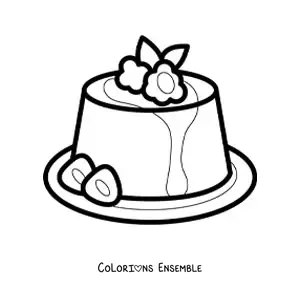 Image à colorier d'une gelée aux fraises et à la crème